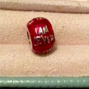 Helzberg brand charms for Pandora bracelets.”I am loved” & Swarovski beads
